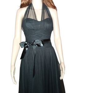 Chic Black Strapless Dress with Satin Bow